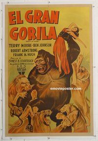 p121 MIGHTY JOE YOUNG linen Argentinean movie poster '49 classic!