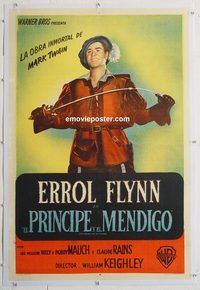 p122 PRINCE & THE PAUPER linen Argentinean movie poster '37 Flynn