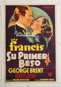 p130 STRANDED linen Argentinean movie poster '35 Kay Francis, Brent