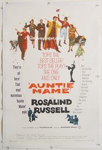 p328 AUNTIE MAME linen one-sheet movie poster '58 classic Rosalind Russell!