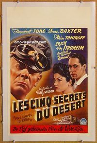 p145 FIVE GRAVES TO CAIRO linen Belgian movie poster '43 Billy Wilder