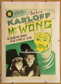 p153 MR WONG IN CHINATOWN linen Belgian movie poster R40s Boris Karloff