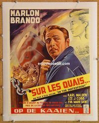 p155 ON THE WATERFRONT linen Belgian movie poster '54 Brando, Kazan