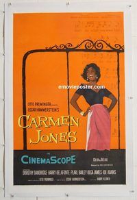 p354 CARMEN JONES linen one-sheet movie poster '54 Dorothy Dandridge