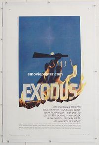 p390 EXODUS linen one-sheet movie poster '61 Newman, classic Saul Bass art!