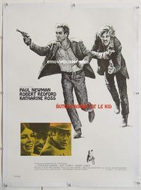 p208 BUTCH CASSIDY & THE SUNDANCE KID linen French movie poster '69