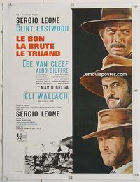 p211 GOOD, THE BAD & THE UGLY linen French movie poster '68 Eastwood