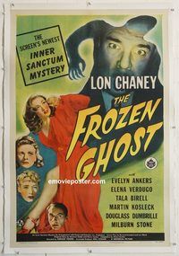 p403 FROZEN GHOST linen one-sheet movie poster '44 Lon Chaney Jr, Ankers
