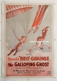 p407 GALLOPING GHOST linen one-sheet movie poster R37 adventure serial