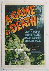 p408 GAME OF DEATH linen one-sheet movie poster '45 Robert Wise