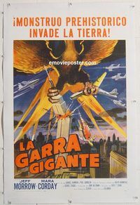 p409 GIANT CLAW linen Spanish/US one-sheet movie poster '57 wild sci-fi image