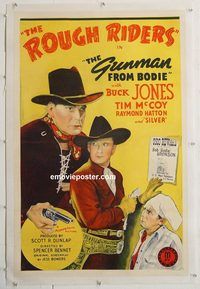 p417 GUNMAN FROM BODIE linen one-sheet movie poster '41 Buck Jones, McCoy