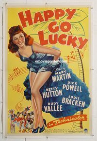 p418 HAPPY GO LUCKY linen one-sheet movie poster '43 sexy Mary Martin!