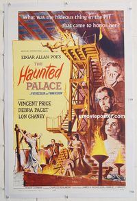 p419 HAUNTED PALACE linen one-sheet movie poster '63 Vincent Price, Chaney