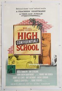 p424 HIGH SCHOOL CONFIDENTIAL linen one-sheet movie poster '58 Van Doren