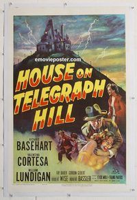 p432 HOUSE ON TELEGRAPH HILL linen one-sheet movie poster '51 Basehart