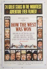 p434 HOW THE WEST WAS WON linen one-sheet movie poster '64 John Ford epic!