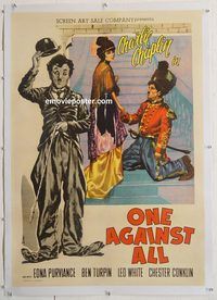 p240 ONE AGAINST ALL linen Italian one-sheet movie poster '46 Charles Chaplin