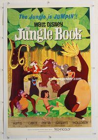 p457 JUNGLE BOOK linen one-sheet movie poster '67 Walt Disney classic!