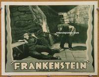 p045 FRANKENSTEIN linen lobby card R38 Boris Karloff