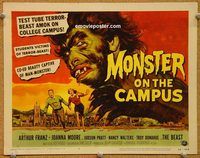 p044 MONSTER ON THE CAMPUS title lobby card '58 Reynold Brown art!