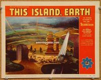 p036 THIS ISLAND EARTH lobby card #8 '55 best fantasy art!