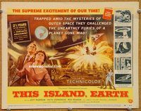 p034 THIS ISLAND EARTH title lobby card '55 wild sci-fi classic!