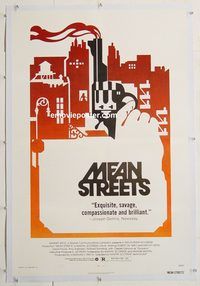 p483 MEAN STREETS linen one-sheet movie poster '73 Robert De Niro, Keitel