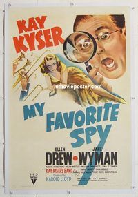 p495 MY FAVORITE SPY linen one-sheet movie poster '42 Kay Kyser, Wyman