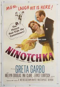 p499 NINOTCHKA linen one-sheet movie poster R48 Greta Garbo, Hirschfeld art!
