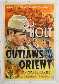 p508 OUTLAWS OF THE ORIENT linen one-sheet movie poster '37 Jack Holt