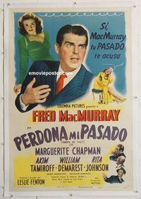 p510 PARDON MY PAST linen Spanish/US one-sheet movie poster '45 MacMurray