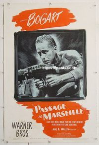 p512 PASSAGE TO MARSEILLE linen one-sheet movie poster '44 Humphrey Bogart