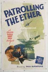 p514 PATROLLING THE ETHER linen one-sheet movie poster '44 World War II