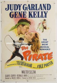 p517 PIRATE linen one-sheet movie poster '48 Judy Garland, Gene Kelly