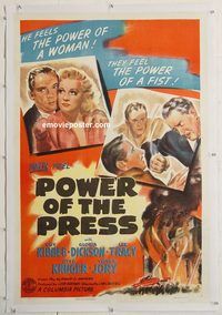 p520 POWER OF THE PRESS linen one-sheet movie poster '43 Sam Fuller