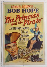 p521 PRINCESS & THE PIRATE linen one-sheet movie poster '44 Bob Hope, Mayo