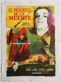 p268 PIT & THE PENDULUM linen Spanish movie poster '61 Vincent Price