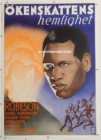 p181 KING SOLOMON'S MINES linen Swedish movie poster '37 Paul Robeson
