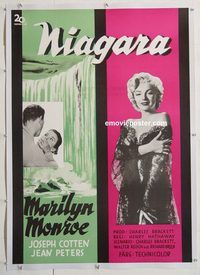 p186 NIAGARA linen Swedish movie poster '53 sexy Marilyn Monroe!