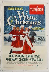 p618 WHITE CHRISTMAS linen one-sheet movie poster '54 Bing Crosby, Kaye