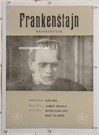 p293 FRANKENSTEIN linen Yugoslavian movie poster '60s Boris Karloff