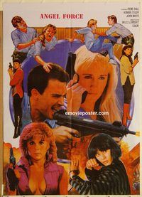 s050 ANGEL FORCE Pakistani movie poster '80s Irene Ball, Roman Teddy