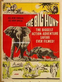 s098 BIG HUNT Pakistani movie poster '60s African jungle documentary!