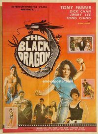 s109 BLACK DRAGON Pakistani movie poster '70s martial arts babe!