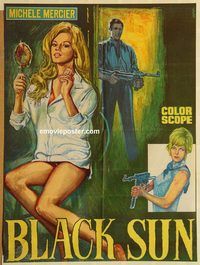 s115 BLACK SUN Pakistani movie poster '66 sexy Michele Mercier!