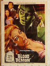 s129 BLOOD DEMON Pakistani movie poster '67 Christopher Lee, horror!