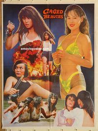 s164 CAGED BEAUTIES Pakistani movie poster '88 sexy escapiees!