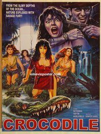 s242 CROCODILE Pakistani movie poster '81 Nat Puvanai, horror art!