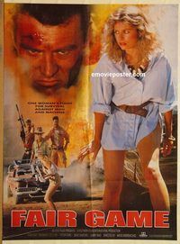 s369 FAIR GAME Pakistani movie poster '85 Outback man-hunt!